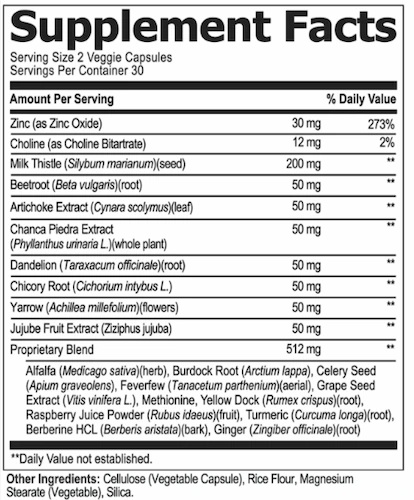 Levitox Supplement Facts